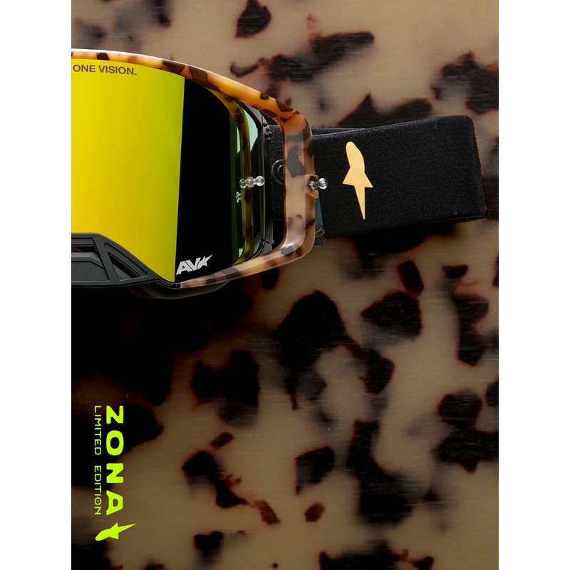 Alpinestars Supertech ierobežotā izdevuma Zona motokrosa brilles melni brūnas ar spoguļzelta plexiglasu