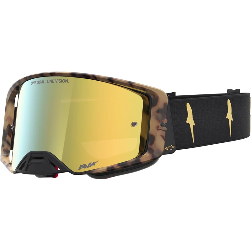 Alpinestars Supertech ierobežotā izdevuma Zona motokrosa brilles melni brūnas ar spoguļzelta plexiglasu