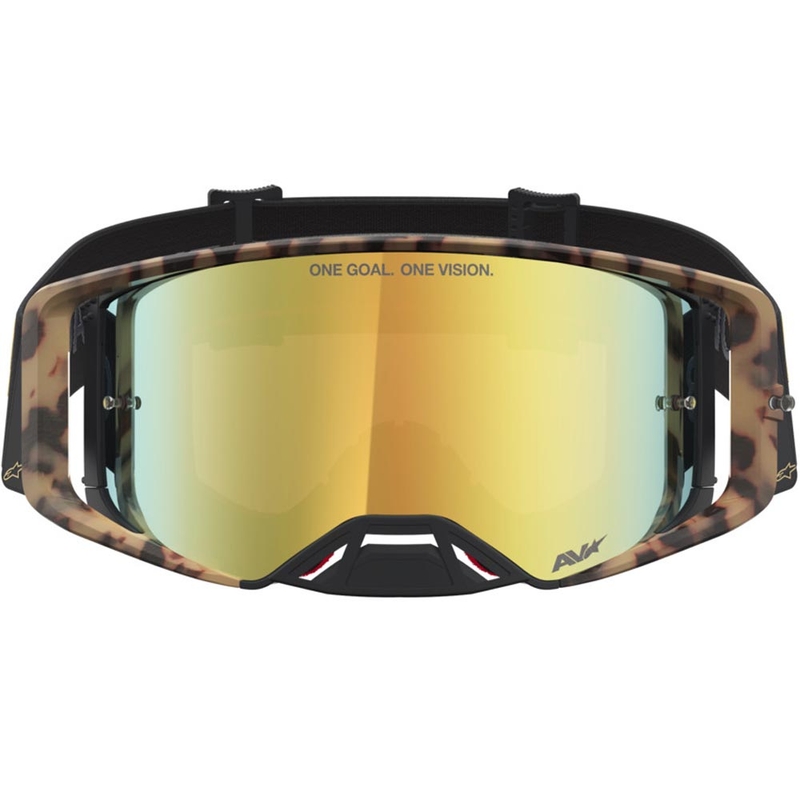 Alpinestars Supertech ierobežotā izdevuma Zona motokrosa brilles melni brūnas ar spoguļzelta plexiglasu