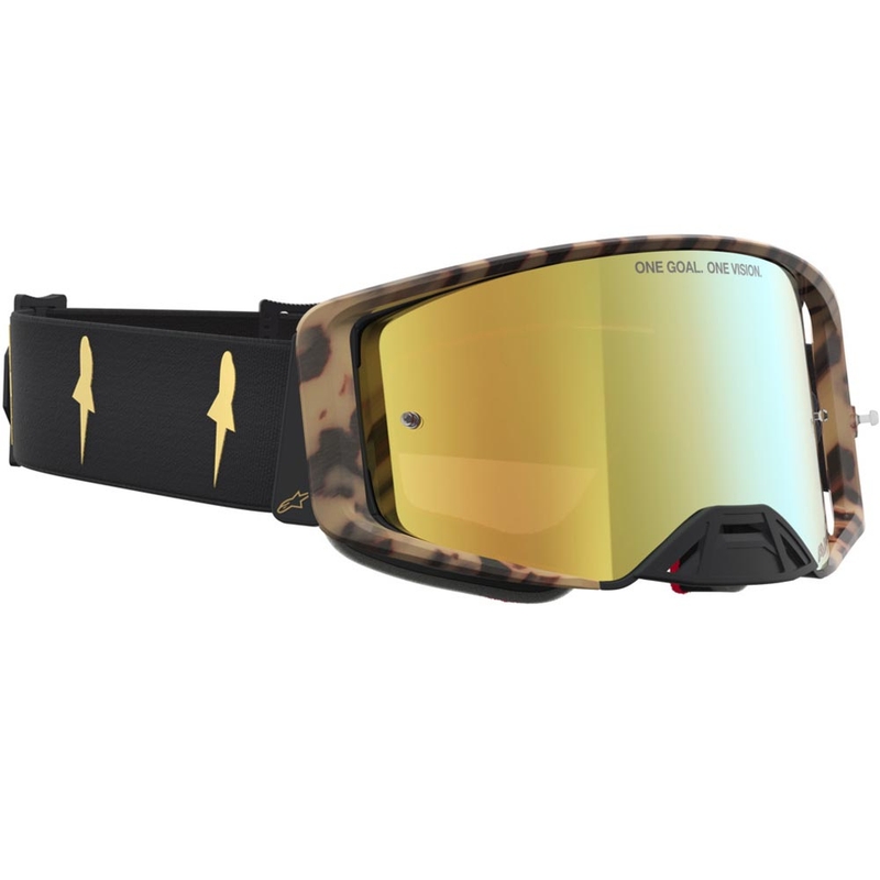 Alpinestars Supertech ierobežotā izdevuma Zona motokrosa brilles melni brūnas ar spoguļzelta plexiglasu