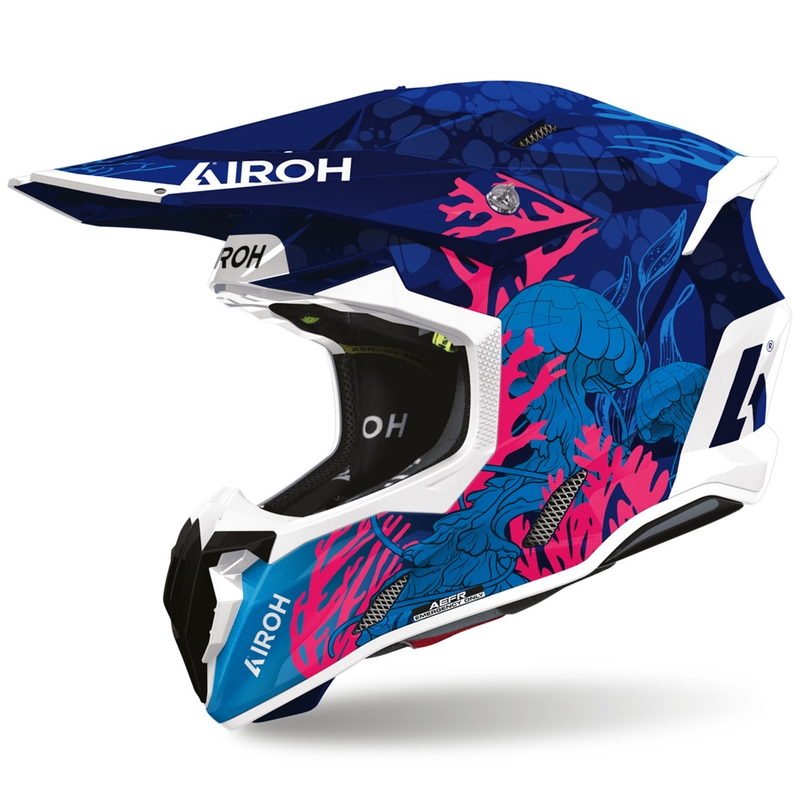 Airoh Twist 3 zemūdens motokrosa ķivere zila-balta-rozā