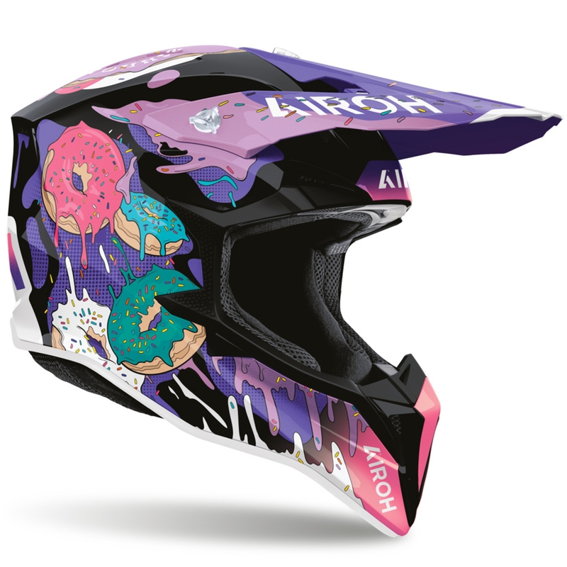 Airoh Wraaap Donuts motocikla motokrosa ķivere rozā-violeta-melna