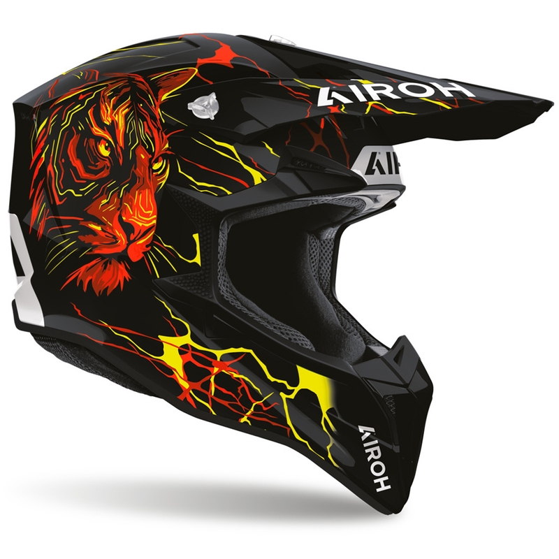 Airoh Wraaap Tyger motocikla motokrosa ķivere melna-sarkana-dzeltena