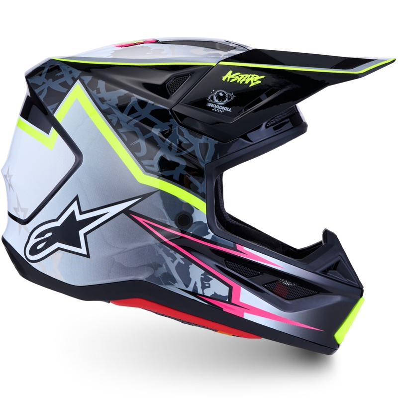 Alpinestars Supertech S-M7 Blaster motocikla krosa ķivere pelēka-fluorescēti dzeltena