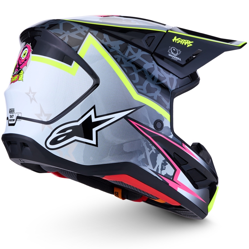 Alpinestars Supertech S-M7 Blaster motocikla krosa ķivere pelēka-fluorescēti dzeltena