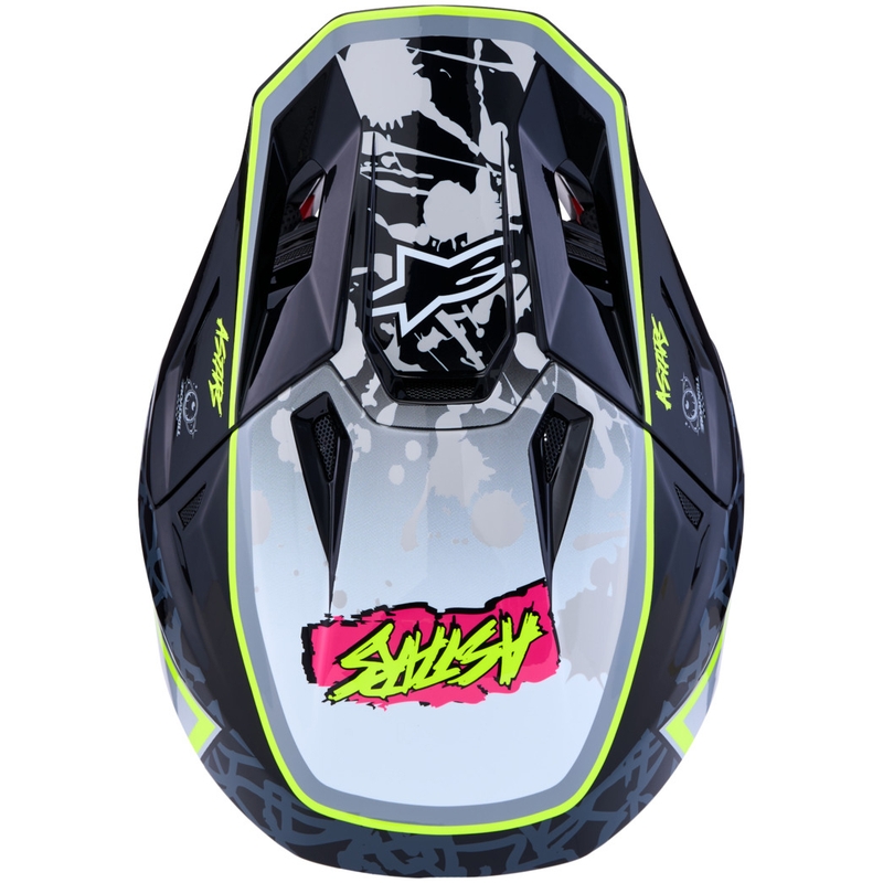 Alpinestars Supertech S-M7 Blaster motocikla krosa ķivere pelēka-fluorescēti dzeltena