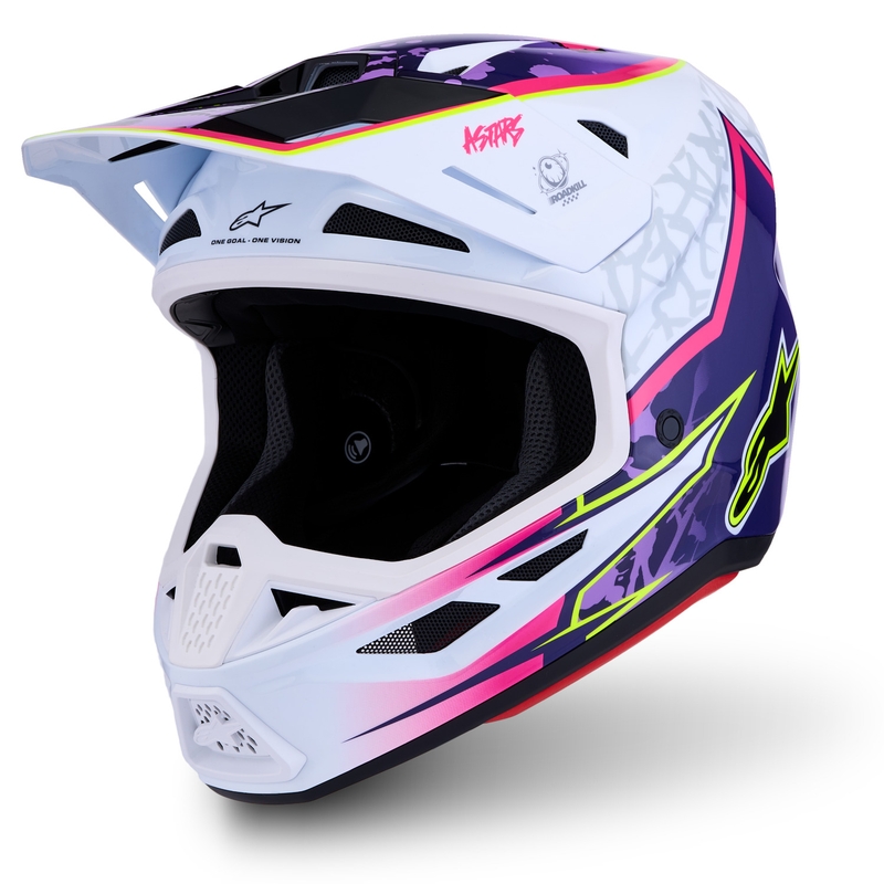 Alpinestars Supertech S-M7 Blaster motocikla motokrosa ķivere violeti balta