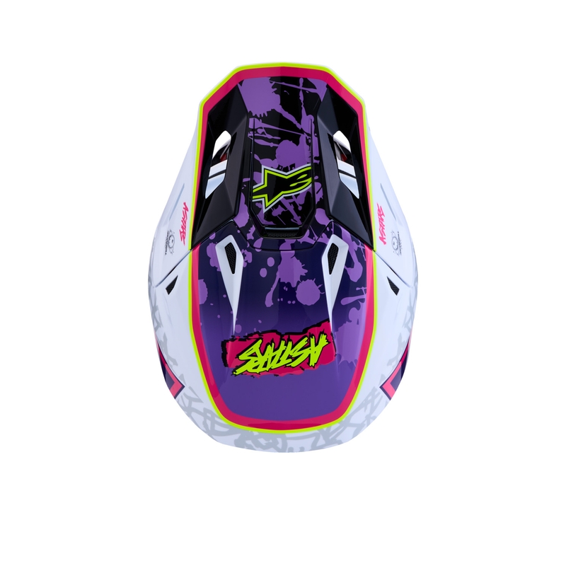 Alpinestars Supertech S-M7 Blaster motocikla motokrosa ķivere violeti balta