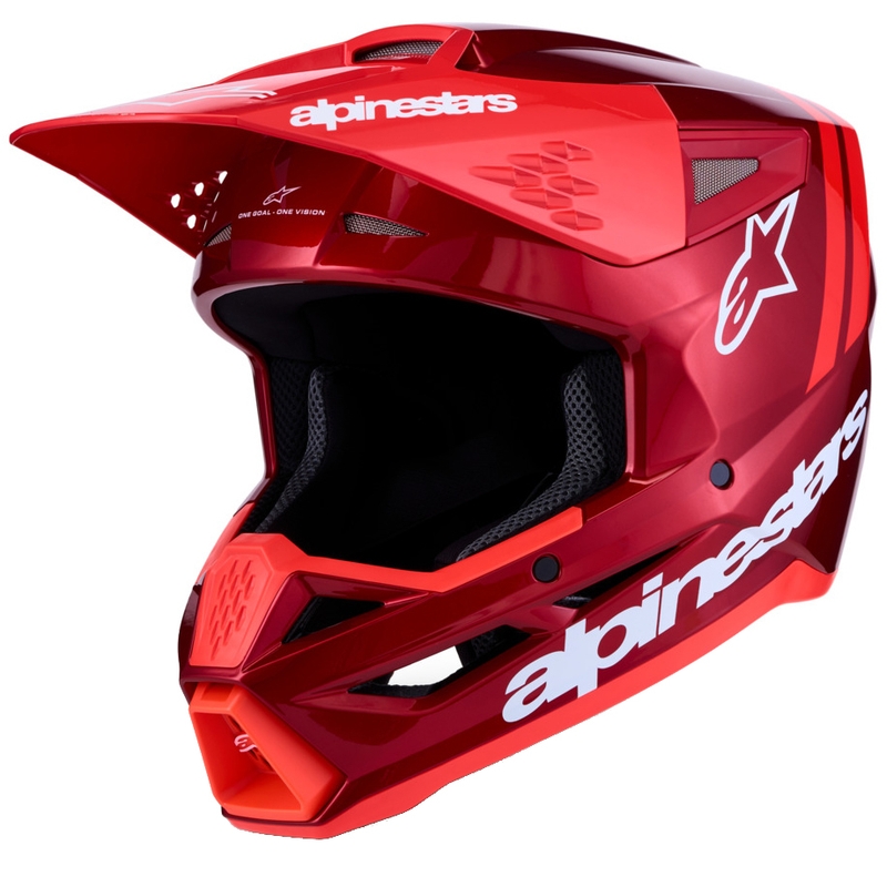 Alpinestars S-M3 Radium motokrosa ķivere, fluorescējoši sarkana-balta