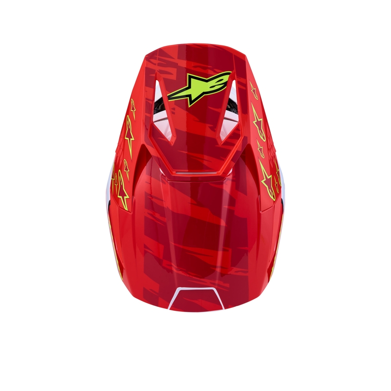 Alpinestars S-M3 Falcon motocikla motokrosa ķivere fluorescējoši sarkana-balta