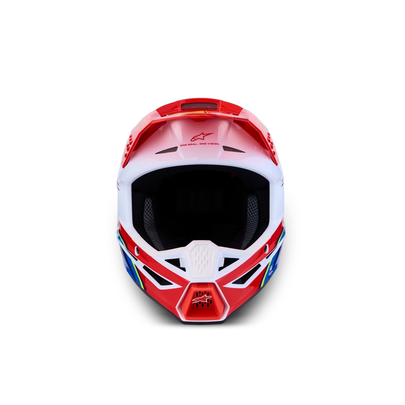 Alpinestars S-M3 Falcon motocikla motokrosa ķivere fluorescējoši sarkana-balta
