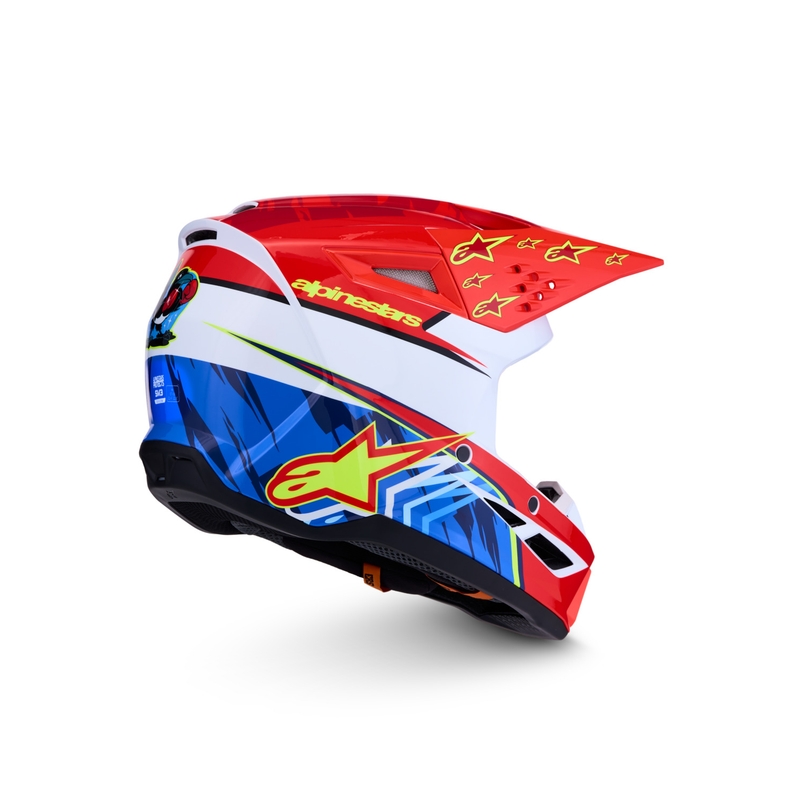 Alpinestars S-M3 Falcon motocikla motokrosa ķivere fluorescējoši sarkana-balta