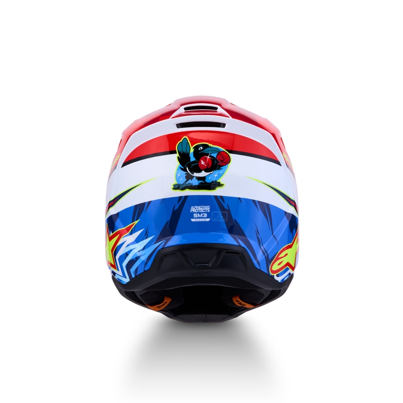 Alpinestars S-M3 Falcon motocikla motokrosa ķivere fluorescējoši sarkana-balta