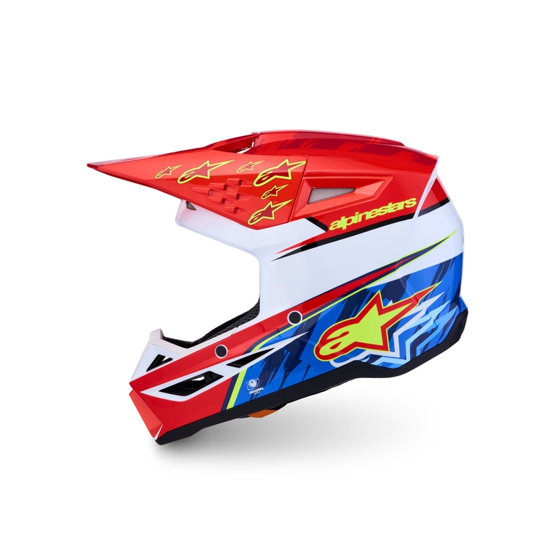 Alpinestars S-M3 Falcon motocikla motokrosa ķivere fluorescējoši sarkana-balta
