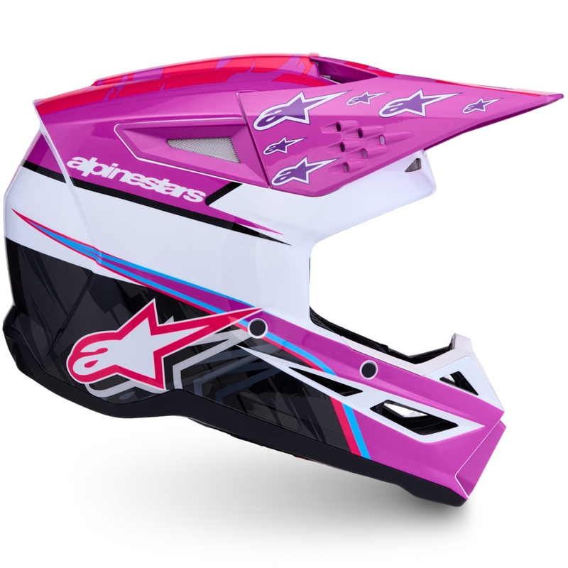Alpinestars S-M3 Falcon motocikla motokrosa ķivere violeti balta-fluorescējoši rozā