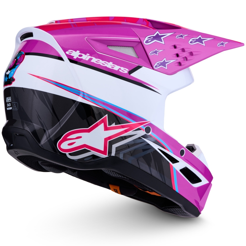 Alpinestars S-M3 Falcon motocikla motokrosa ķivere violeti balta-fluorescējoši rozā