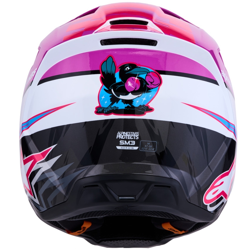 Alpinestars S-M3 Falcon motocikla motokrosa ķivere violeti balta-fluorescējoši rozā