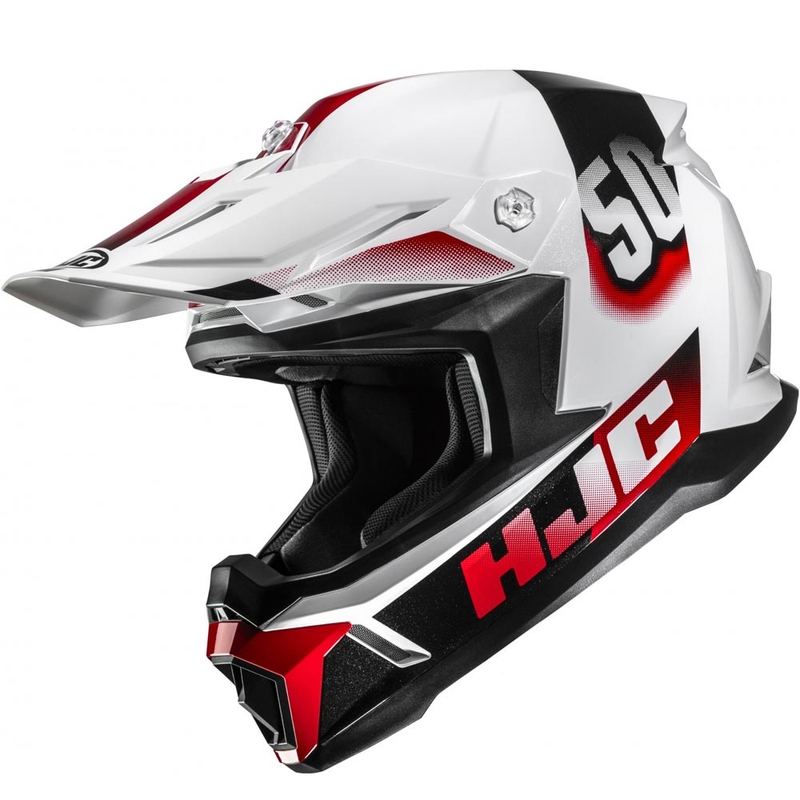 Motokrosa ķivere HJC C50 Dash MC1 balta-melna-sarkana