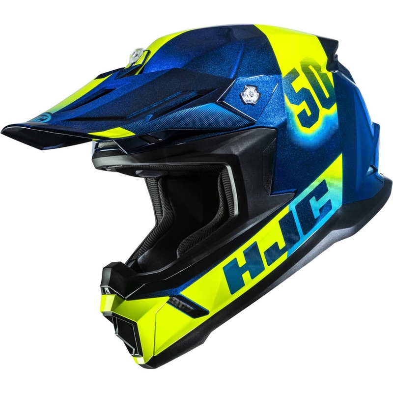 Motokrosa ķivere HJC C50 Dash MC2 zila-fluorēta dzeltena