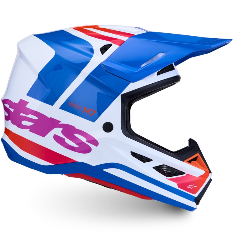 Alpinestars Supertech S-M7 Core motokrosa ķivere balta-zila-oranža