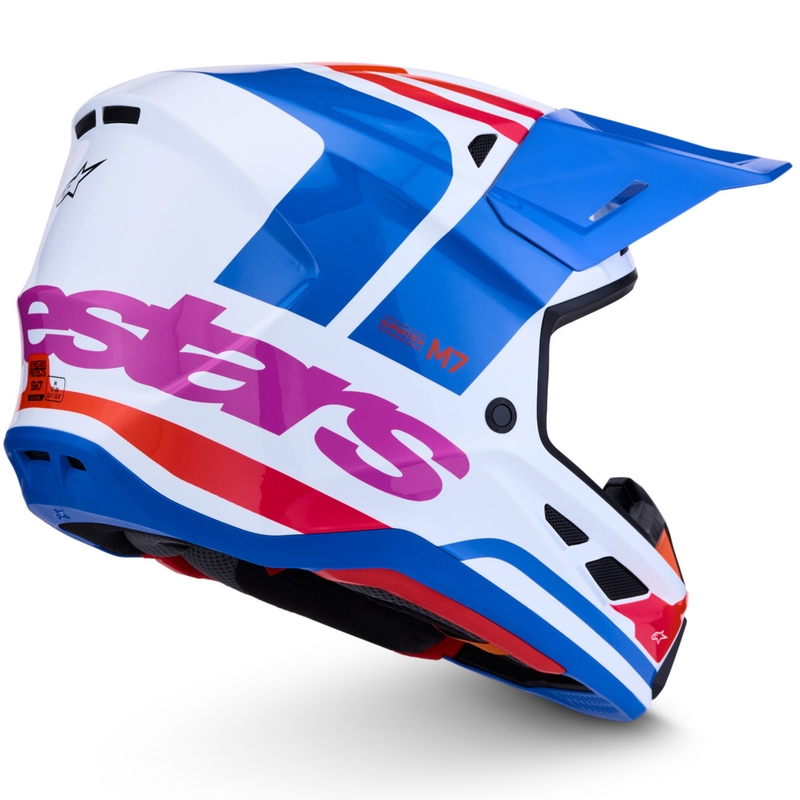 Alpinestars Supertech S-M7 Core motokrosa ķivere balta-zila-oranža