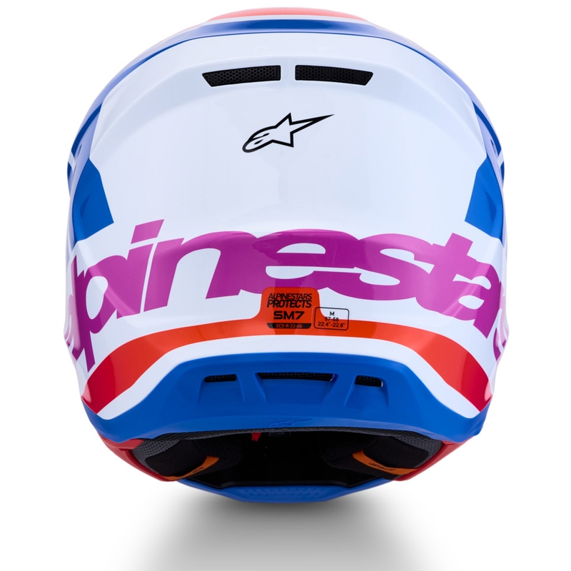 Alpinestars Supertech S-M7 Core motokrosa ķivere balta-zila-oranža