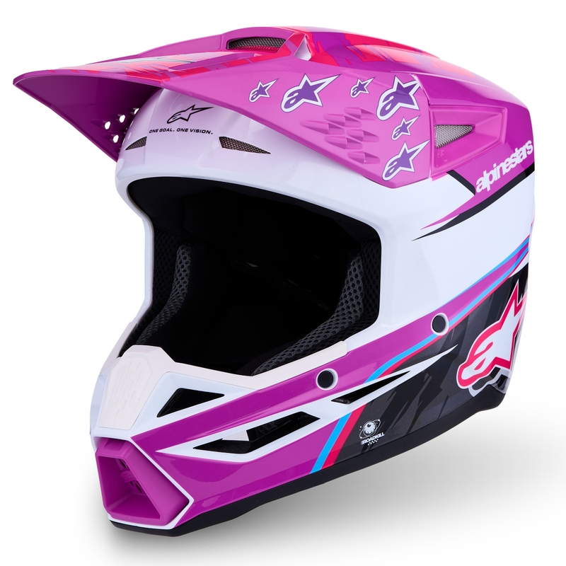 Alpinestars S-M3 Falcon bērnu motokrosa ķivere violeti balta melna
