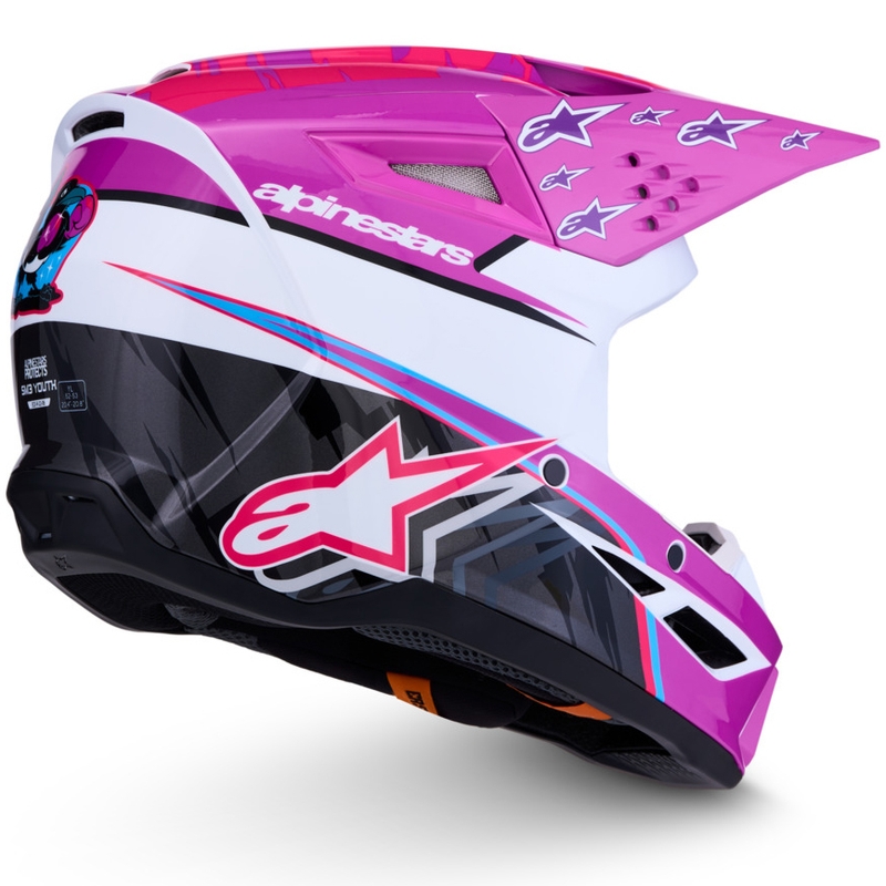 Alpinestars S-M3 Falcon bērnu motokrosa ķivere violeti balta melna