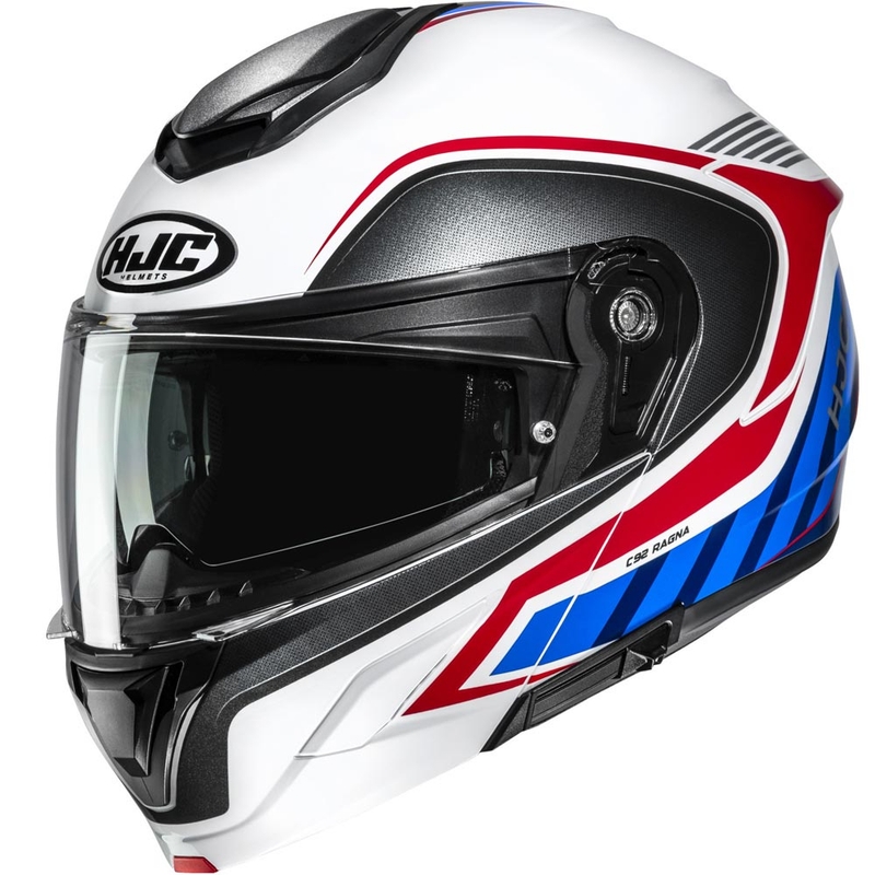 Atverama motocikla ķivere HJC C92 Ragna MC21 balta-sarkana-zila