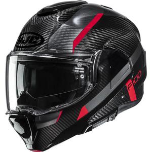 HJC F100 Carbon Askan MC1 atveramā motocikla ķivere melna-sarkana