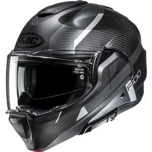 Atverama motocikla ķivere HJC F100 Carbon Askan MC5SF melna-pelēka-sudraba