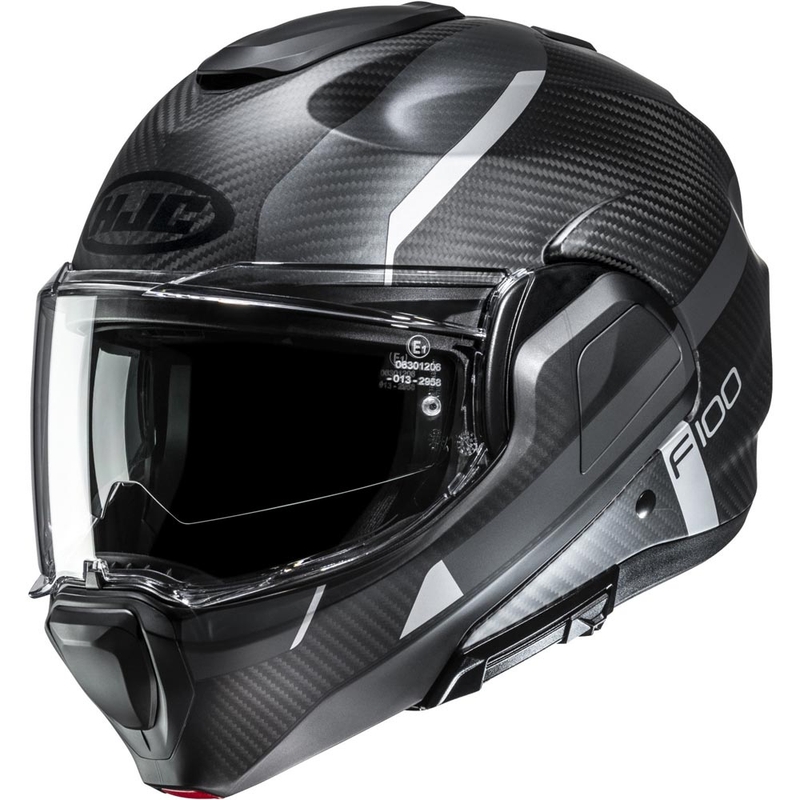 Atverama motocikla ķivere HJC F100 Carbon Askan MC5SF melna-pelēka-sudraba
