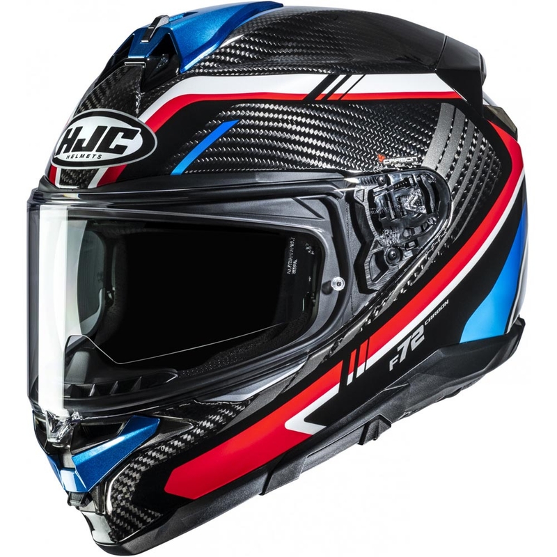 Slēgta motocikla ķivere HJC F72 Carbon Kairo MC21 melna-zila-sarkana-balta