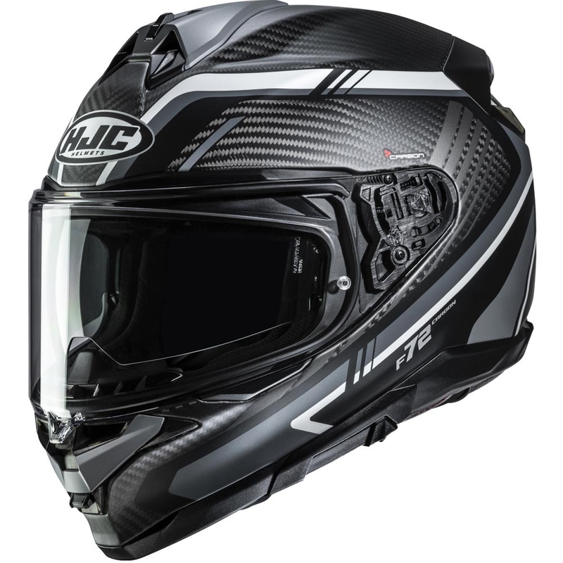 Pilna izmēra motocikla ķivere HJC F72 Carbon Kairo MC5SF melna-pelēka-balta