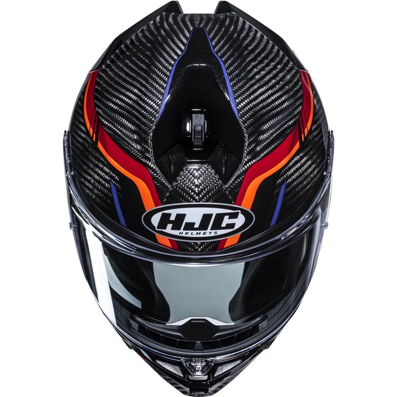 Slēgta motocikla ķivere HJC F72 Carbon Kairo MC8 melna-oranža-sarkana-violeta