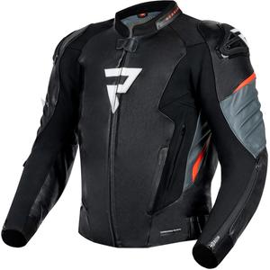 Rebelhorn Veloce Black-Fluo Red Ādas motocikla jaka
