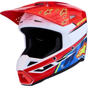 Alpinestars S-M3 Falcon motocikla motokrosa ķivere fluorescējoši sarkana-balta