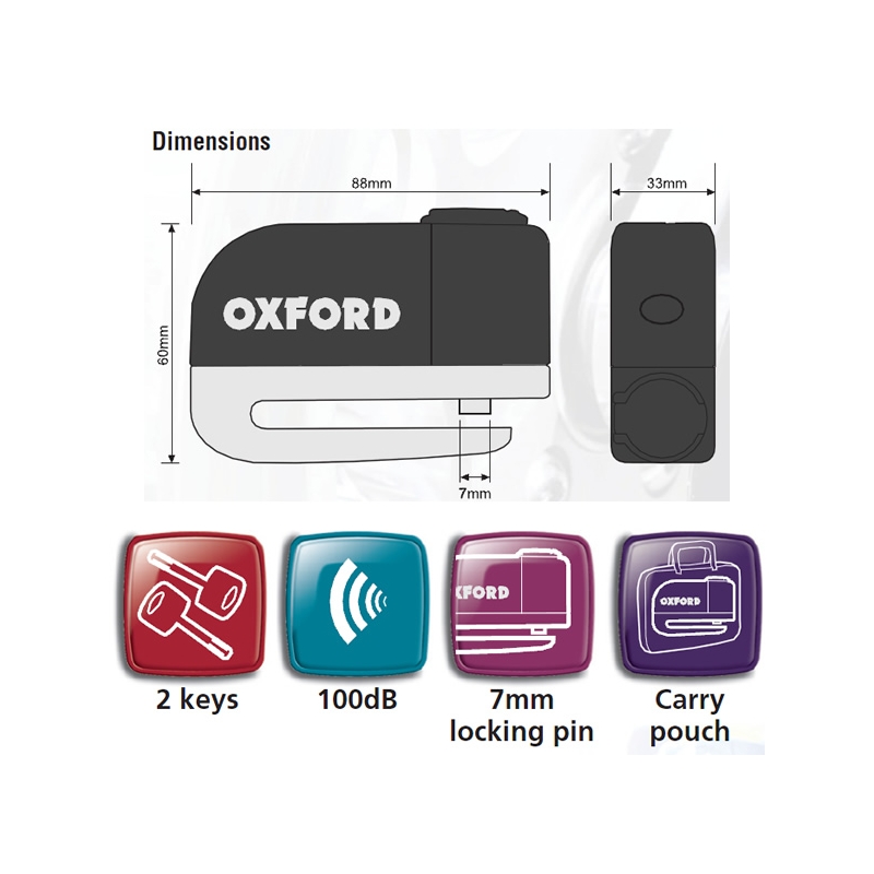 Moto zámek s alarmem na kotouč Oxford Screamer