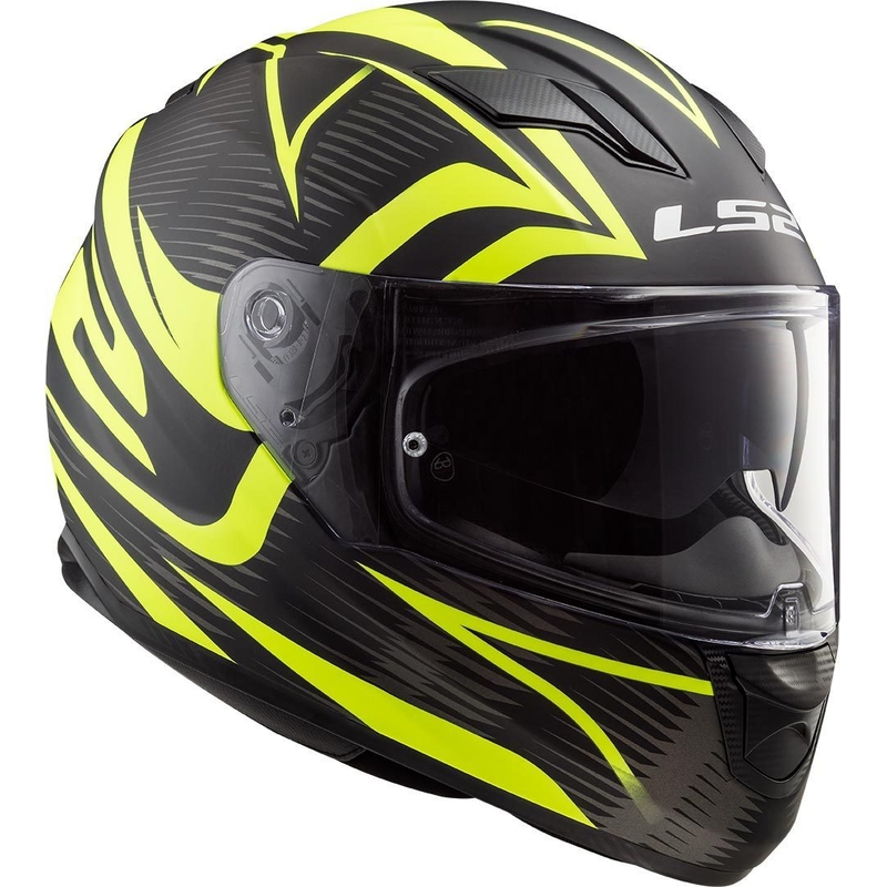 LS2 FF320 Stream Evo Jink melnā-fluo dzeltenā integrālā motocikla ķivere