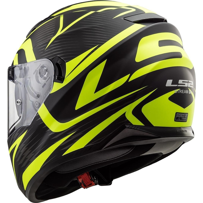LS2 FF320 Stream Evo Jink melnā-fluo dzeltenā integrālā motocikla ķivere