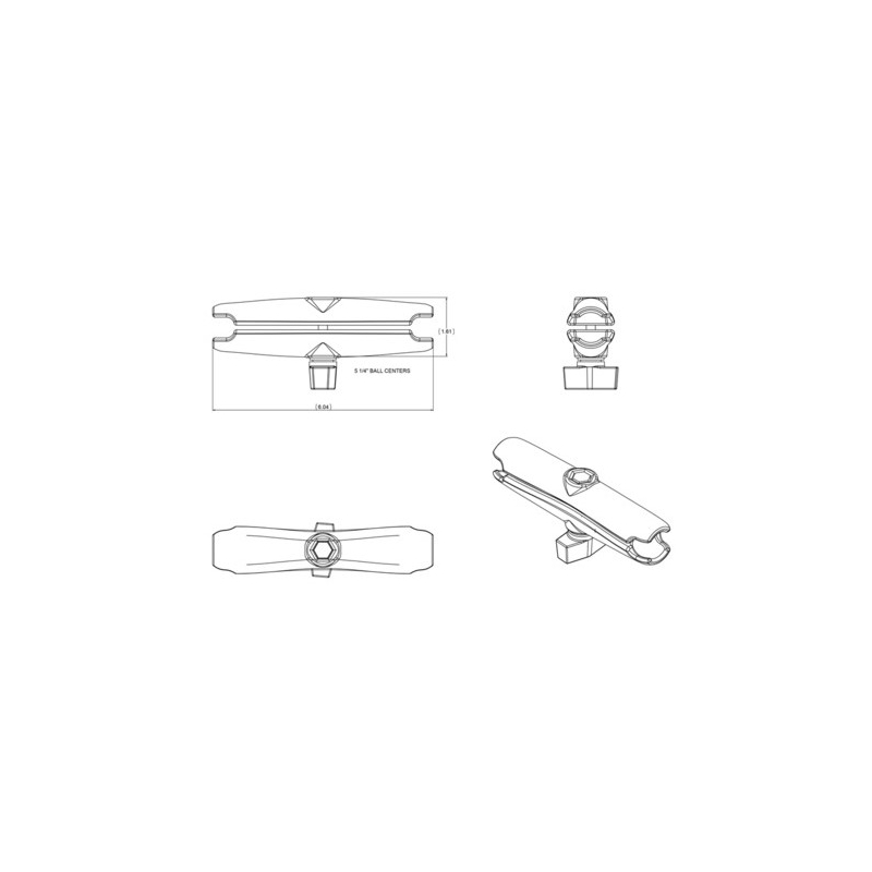 RAM stiprinājumi 1" lodveida tapām - 152 mm
