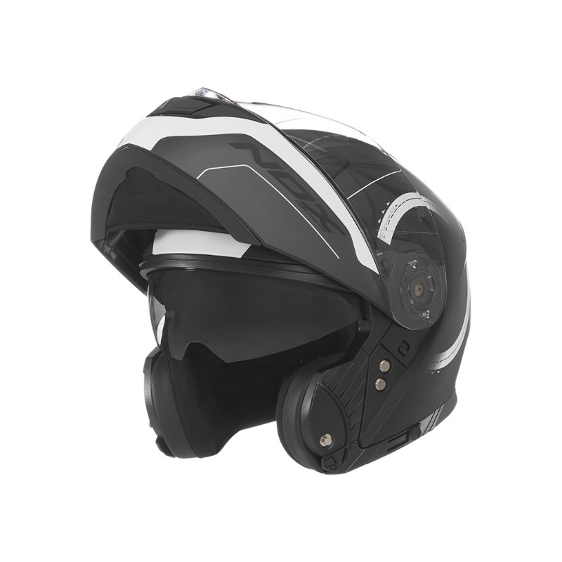 Vyklápěcí přilba na motorku NOX N965 Peak černo-bílá
